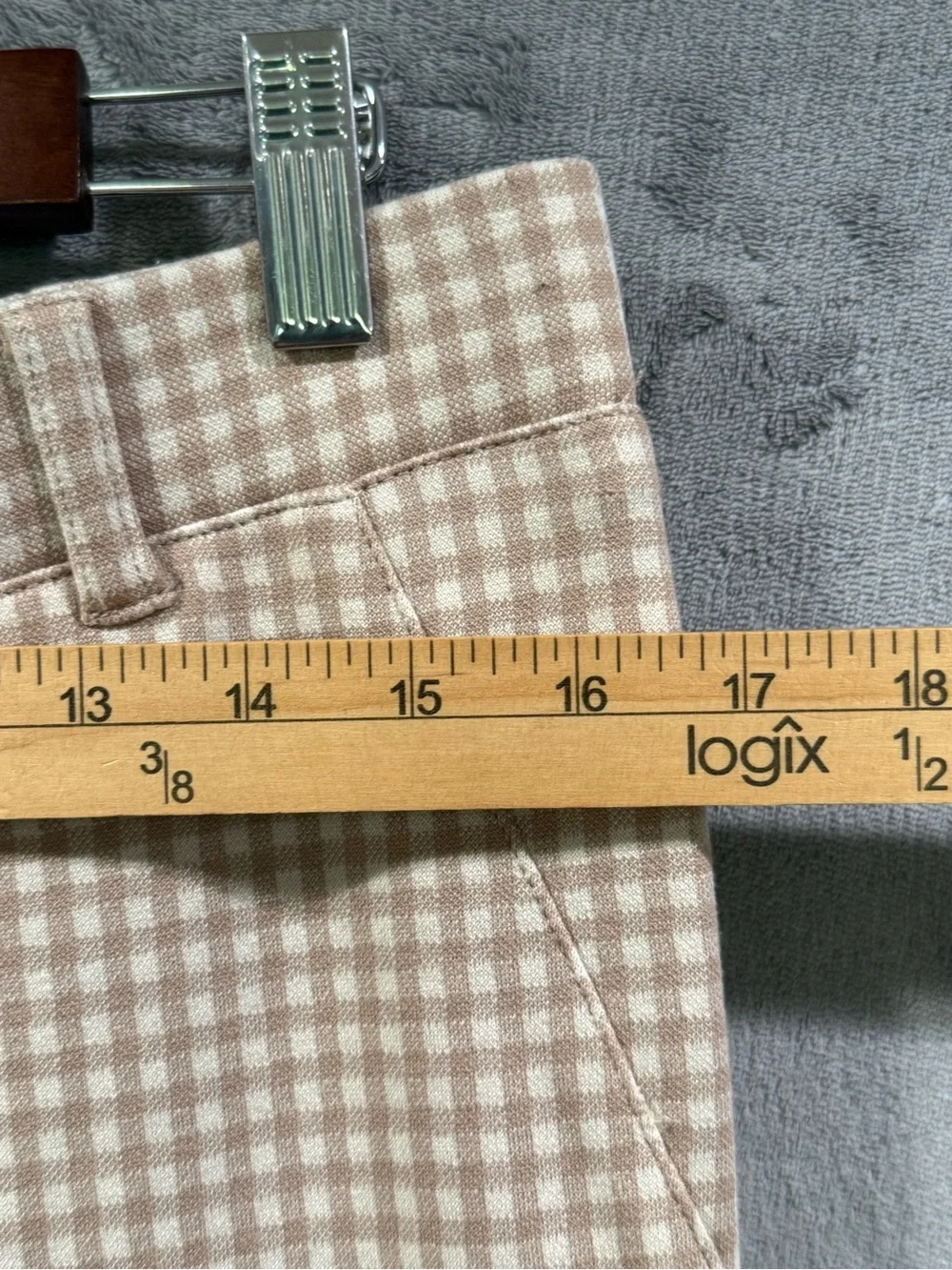 Betabrand‎ Wide Leg Dress Tan Gingham Check Yoga Pants Women’s Size L Retro